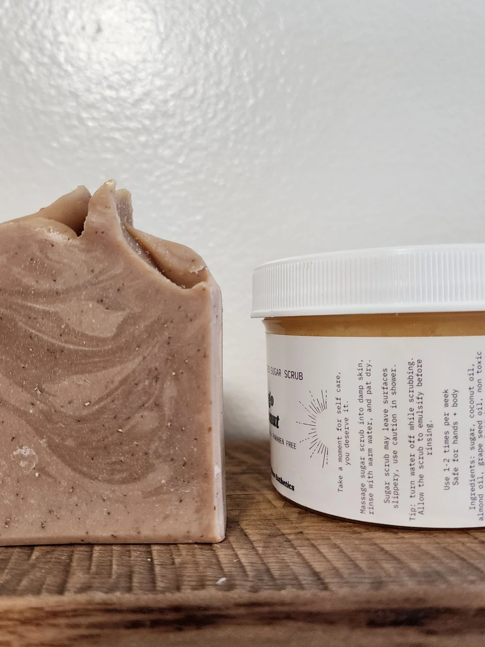 Mango Coconut Sugar Scrub & Coconut Soap Bar Set Exfoliating Hydrating